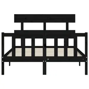 Berkfield Bed Frame with Headboard Black 120x200 cm Solid Wood