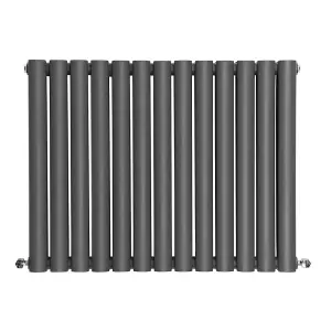 Right Radiators 600x767mm Horizontal Double Oval Column Designer Radiator Anthracite