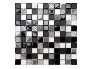 Glass mosaic on mesh for bathroom or kitchen 300mm x 300mm - Chaos