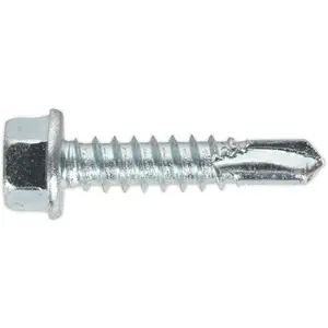 100 Pack Zinc Plated Self Drilling Hex Head Screws 5.5 x 25mm for DIY Projects