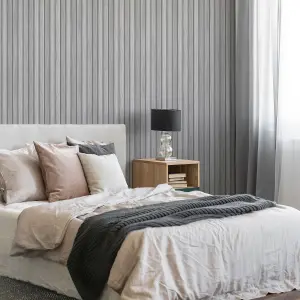 Fresco Wooden Slats Grey Wallpaper