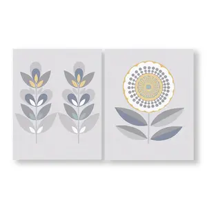 Set of 2 Retro Flora Printed Canvas