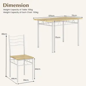 Costway 5 PCS Dining Table Set w/ Rectangular Tabletop Industrial Kitchen Table 4 Chairs Set