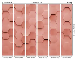 Origin Murals Rose Gold Metal Hexagons Matt Smooth Paste the Wall Mural 300cm wide x 240cm high