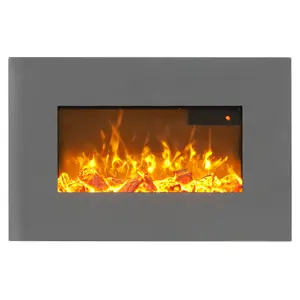 Sureflame WM-9541 Electric Wall Mounted Fire with Remote in Grey, 26 Inch