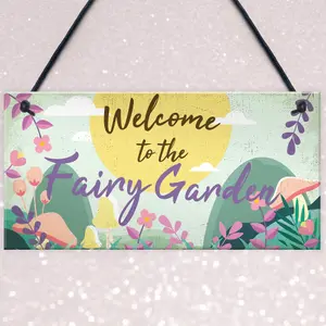 Red Ocean Welcome To The Fairy Garden Hanging Plaque Garden Shed SummerHouse Sign Gifts For Her