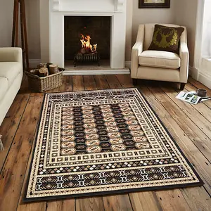 Black Traditional Bokhara Rug - Texas