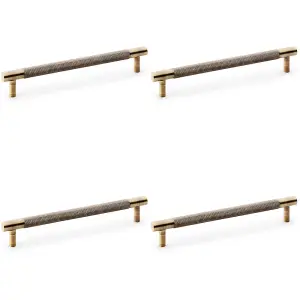 4 PACK - Knurled T Bar Door Pull Handle - Antique Brass - 160mm Centres Premium Drawer