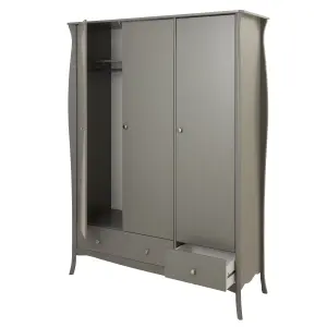 Lautner Contemporary Satin grey MDF & pine 2 Drawer Triple Wardrobe (H)1929mm (W)1433mm (D)500mm