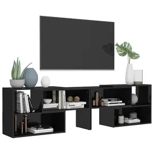 Berkfield TV Cabinet High Gloss Black 149x30x52 cm Engineered Wood