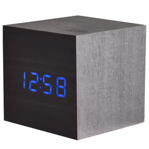 Ark Digital Wood Electric Alarm Tabletop Clock Black/Blue