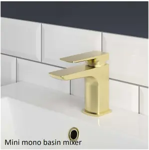 Aquarius Hydro Mini Mono Basin Mixer Tap inc Waste Brushed Brass