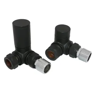 Right Radiators Manual Corner Radiator Valves 15mm Lockshield Central Heating Valve Black