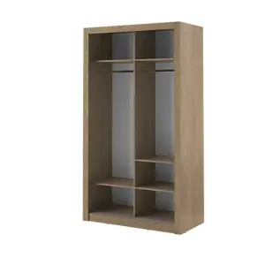 Lux V Compact Oak Shetland Sliding Door Wardrobe (H2150mm W1200mm D600mm) with Customisable Interior - Ideal for Small Spaces