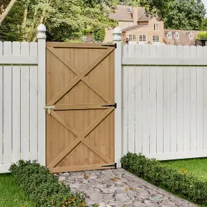 Pine Wooden Garden Gate Freestanding Side Opening Gate with Gate Lock & Door Latch W 100cm x H 183cm