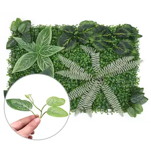 Artificial Green Grass Panel Backdrop, 60cm x 40cm, Tropical Leaf