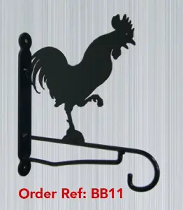 Cockerel Feature Bracket - Steel Hanging Basket Holder - Steel - H33 cm