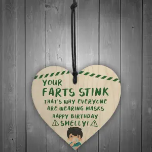 Rude Birthday Gift For Her Him Wooden Heart Funny Quarantine Lockdown Gift