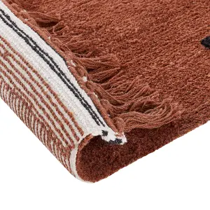 Cotton Area Rug 140 x 200 cm Brown LAZA