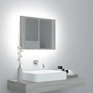 Berkfield LED Mirror Cabinet Grey Sonoma 60x12x45 cm Engineered Wood