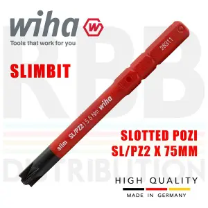 Wiha Slimbit Screwdriver Plusminus pozidrive SL PZ2 1000v VDE Electrician 34590