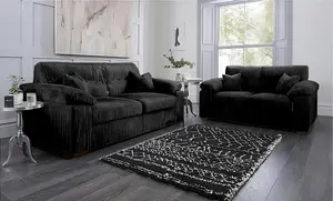 Capri Jumbo Cord Sofa, 3+2 Black