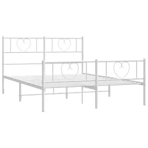 Berkfield Metal Bed Frame with Headboard and Footboard White 120x190 cm 4FT Small Double