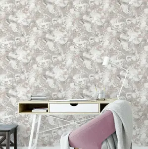 Metallic Ripple Liquid Marble Elixir Swirl Rose Gold Shimmer Wallpaper WD0041