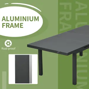 Outsunny Extending Garden Table Outdoor for 6-8 People, Aluminium Frame