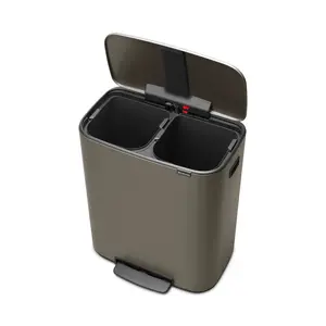 Brabantia Bo 30 Litre + 30 Litre Pedal Bin with Two Inner Buckets Platinum