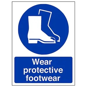 Wear Protective Footwear PPE Safety Sign - Adhesive Vinyl - 150x200mm (x3)