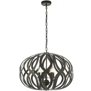 Hanging Ceiling Pendant Light Antique Brushed Bronze 5 Bulb Modern Table Feature