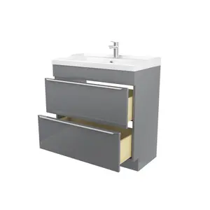 GoodHome Imandra Grey Freestanding Vanity unit & basin set - Includes Lana basin (W)804mm