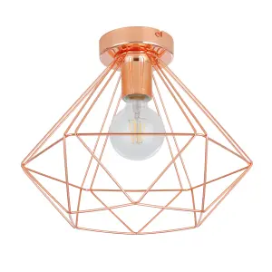 GoodHome Hexagon Gloss Metal Copper effect Ceiling light