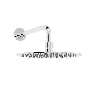 Nes Home 200mm Thin Round Brass Swivel Shower Head & 300mm Round Wall Mounted Arm Chrome