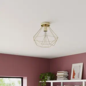 GoodHome Hexagon Gloss Metal Brass effect Ceiling light