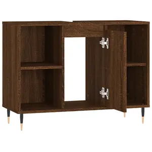 Berkfield Bathroom Cabinet Brown Oak 80x33x60 cm Engineered Wood