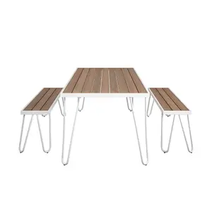 Paulette Table and Bench Set in White