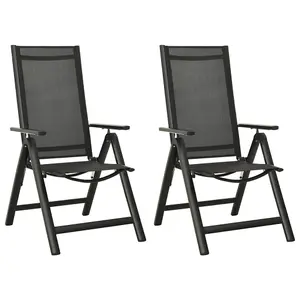 Berkfield Folding Garden Chairs 2 pcs Textilene and Aluminium Black