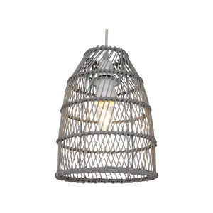 First Choice Lighting Bamboo Grey Bamboo Easy Fit Pendant Shade