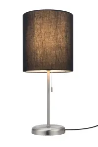 GoodHome Penistone Straight Brushed Navy Chrome effect Table lamp