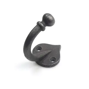 Oakcrafts- Antique Cast Iron Single Ball End Robe Hook - 60mm x 50mm