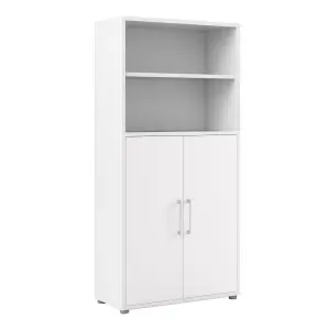 Prima Bookcase 4 Shelves with 2 Doors in White