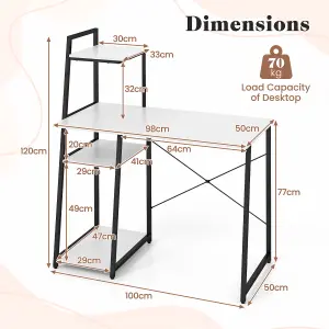 COSTWAY Home Office Desk Computer Desk PC Laptop Table w/ Bookshelf & Host Stand