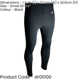 S - BLACK Adult Sports Baselayer Compression Leggins Bottoms - Unisex Training