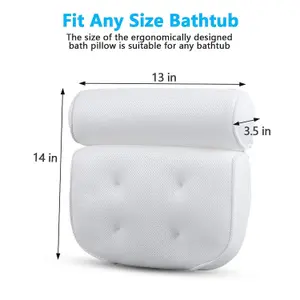 Taylor & Brown Spa Bath Pillow - Extra Thick, Soft Head, Neck & Back Support, Non-Slip, Fits Any Tub (38x35cm, White)