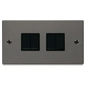 Black Nickel 10A 4 Gang 2 Way Light Switch - Black Trim - SE Home