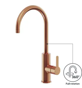 GoodHome Zanthe Copper effect Kitchen Side lever Tap