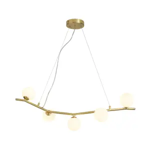 Inlight Fortuna pendant Satin Brass effect 5 Lamp LED Pendant ceiling light, (Dia)800mm