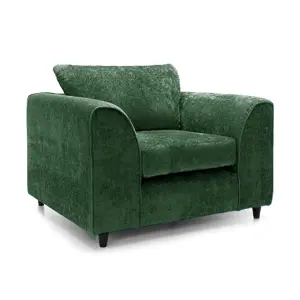 Monaco Chenille Fabric Single Seater Armchair Green